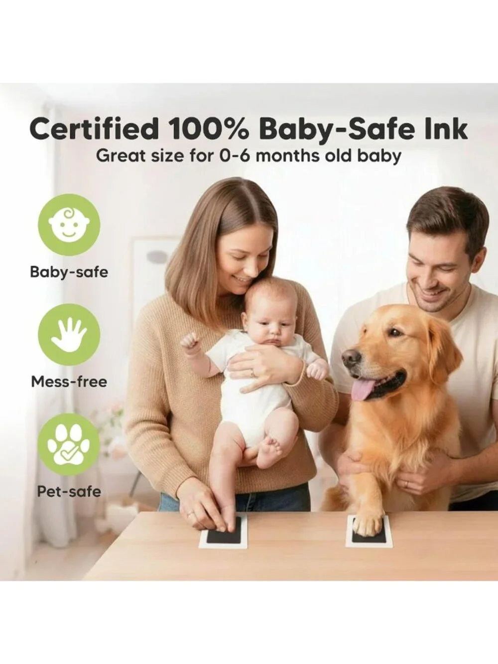 Mess-Free Inkless Baby Hand & Footprint Kit - 4 Pack, Jet Black Ink Pads